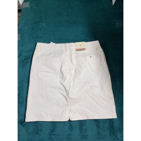 Tommy Hilfiger Skirt Size 6 Womens White Denim Mid Rise Straight Pencil NWT - Picture 11 of 13